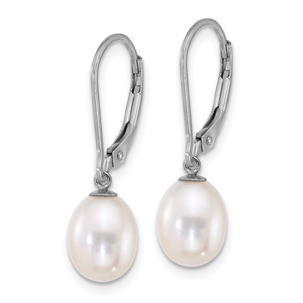 Sterlingsilber Rhod 7-8mm Fwc Perle 2pc Enhancer und Ohrhänger mit Brisur Se
