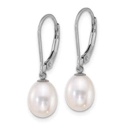 Sterlingsilber Rhod 7-8mm Fwc Perle 2pc Enhancer und Ohrhänger mit Brisur Se