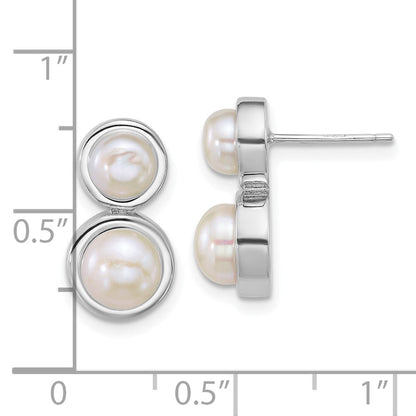 Sterlingsilber Rhodiniert 5-7mm Knopf Fwc Perle Ohrstecker