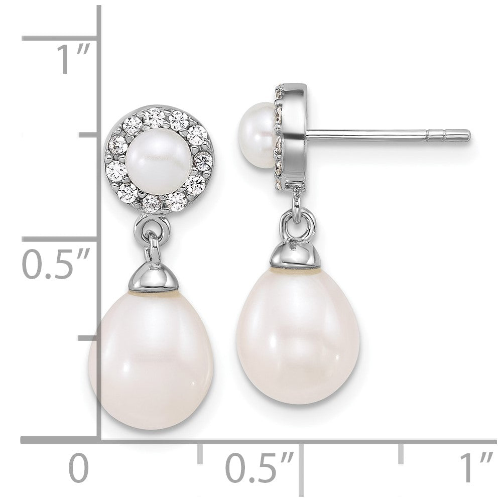 Sterlingsilber Rhodiniert 4-5mm/6-8mm Fwc & Zirkonia Stecker Ohrhänger