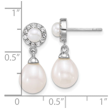 Sterlingsilber Rhodiniert 4-5mm/6-8mm Fwc & Zirkonia Stecker Ohrhänger