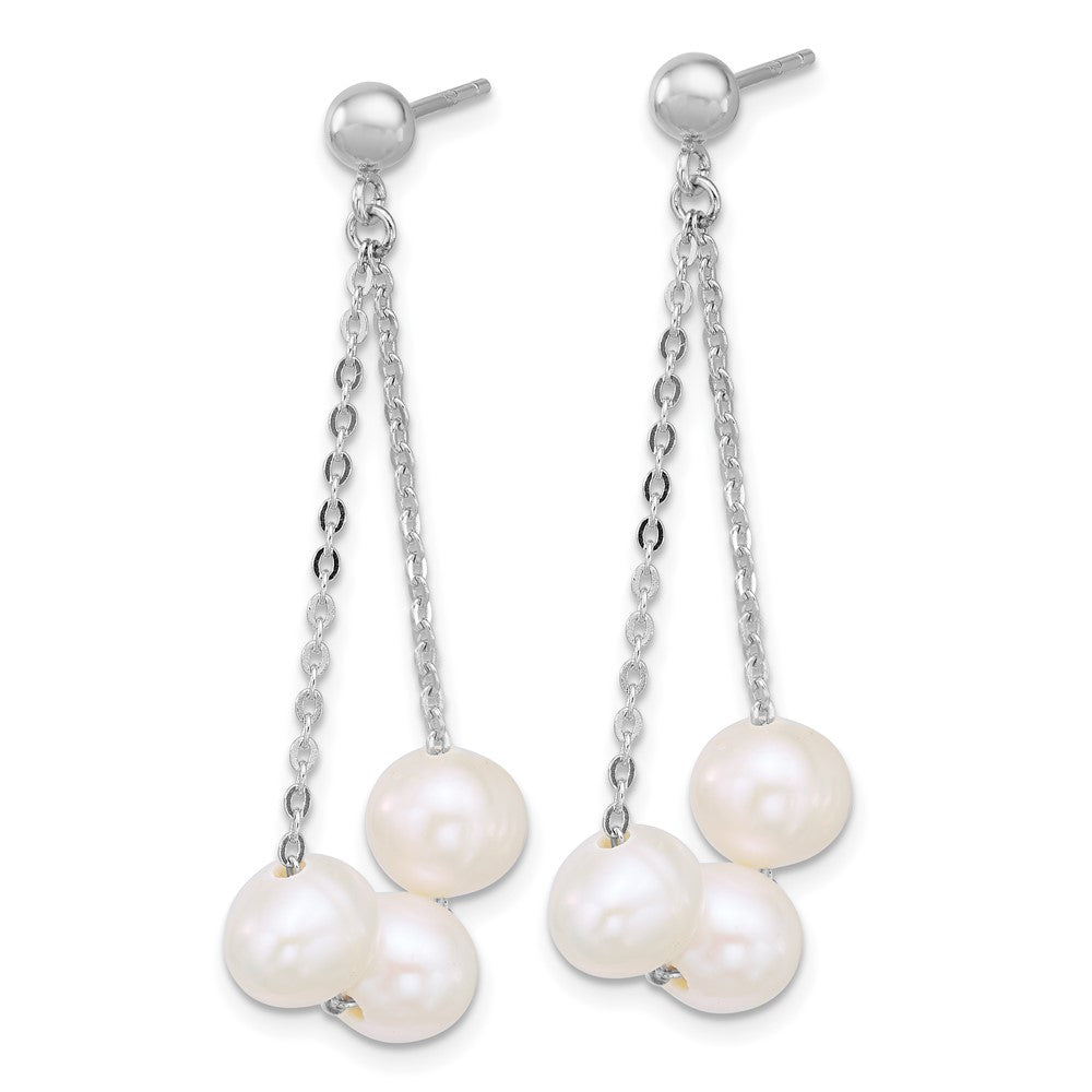 Sterlingsilber Rhodiniert 6-7mm Fwc 3-pearl Stecker Ohrhänger