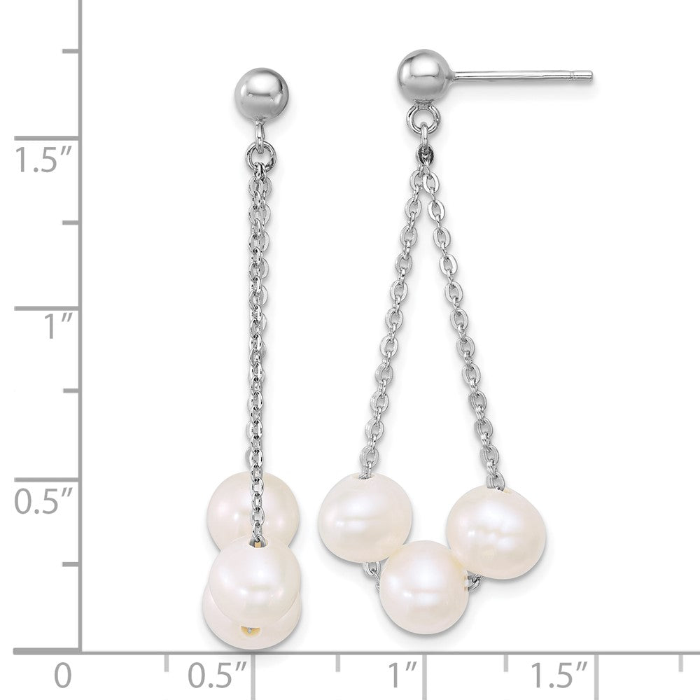 Sterlingsilber Rhodiniert 6-7mm Fwc 3-pearl Stecker Ohrhänger