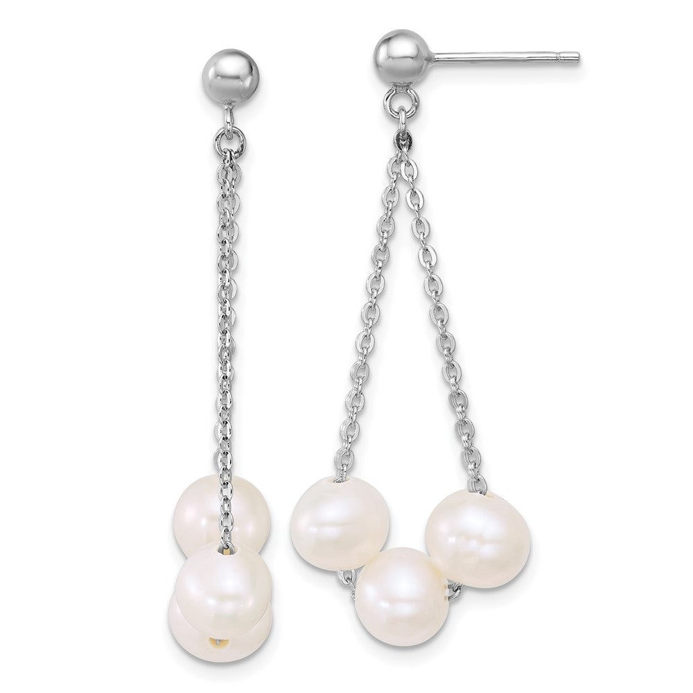 Sterlingsilber Rhodiniert 6-7mm Fwc 3-pearl Stecker Ohrhänger
