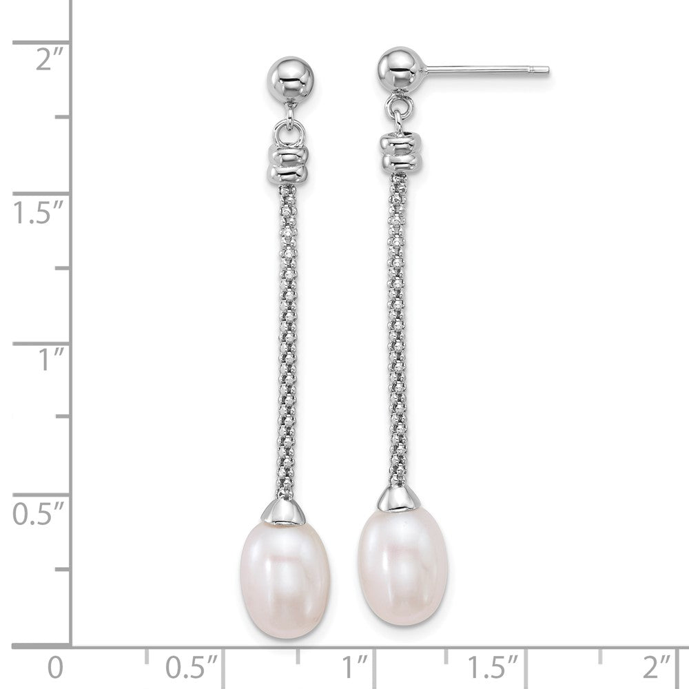 Sterlingsilber Rhodiniert 7-8mm Rice Fwc Perle Stecker Ohrhänger