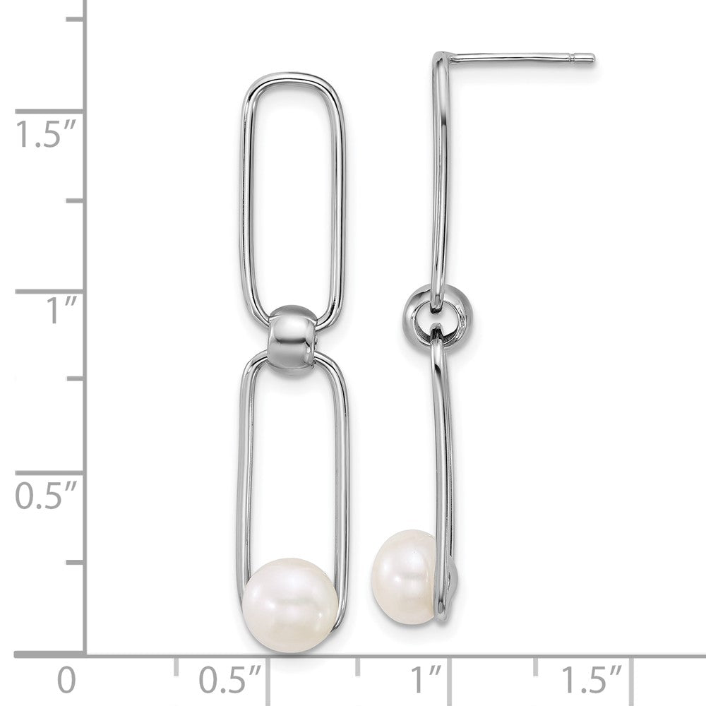 Sterlingsilber Rhodiniert 6-7mm Fwc Perle Glieder Stecker Ohrhänger