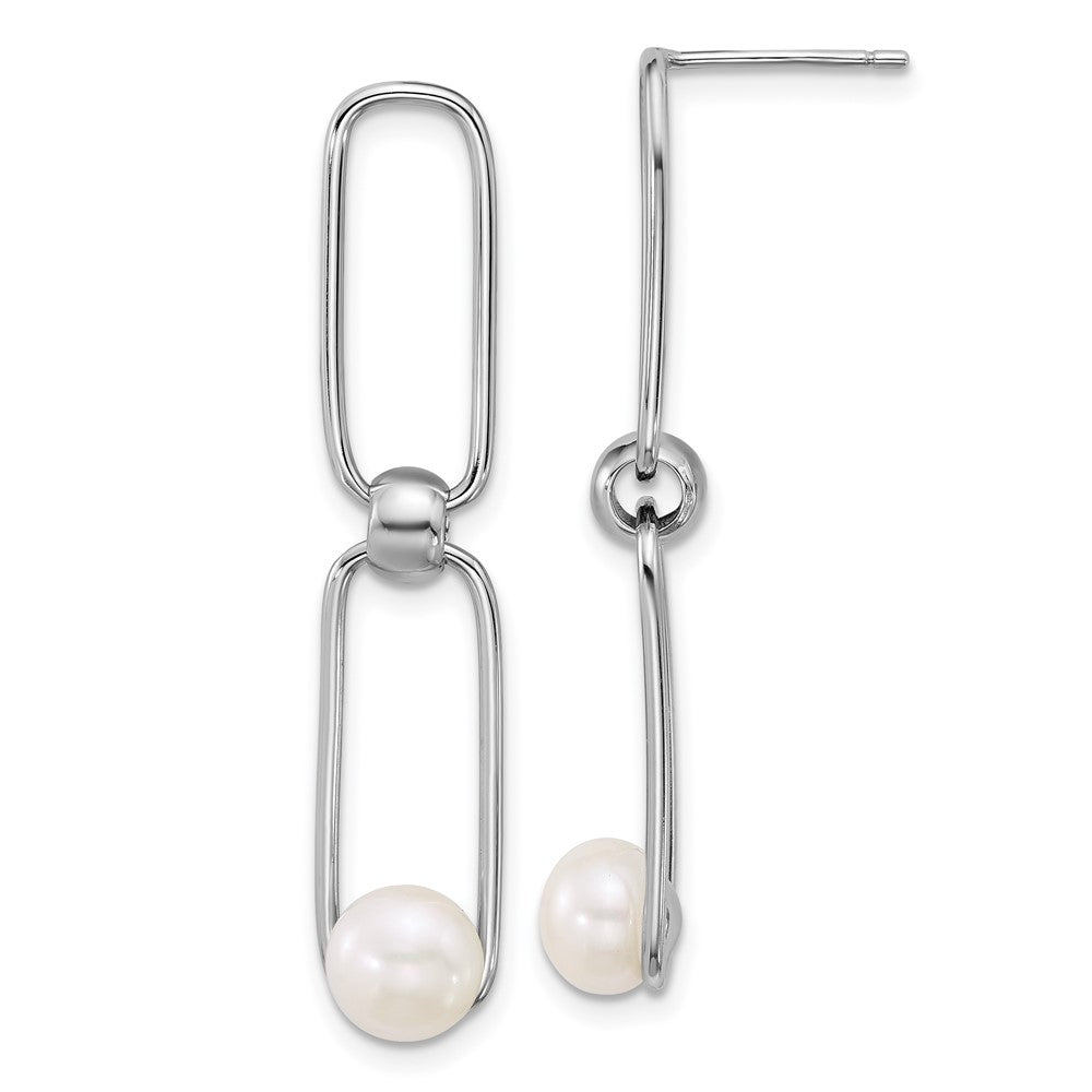 Sterlingsilber Rhodiniert 6-7mm Fwc Perle Glieder Stecker Ohrhänger