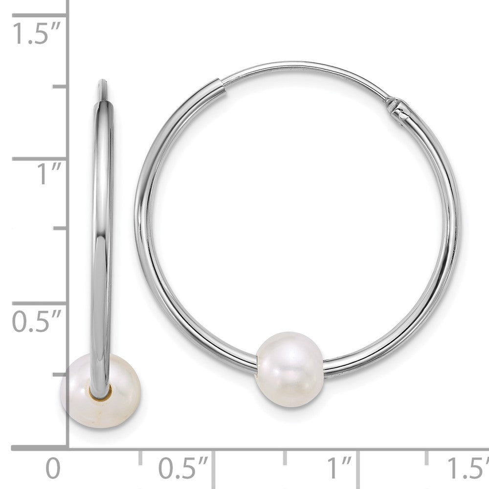 Sterlingsilber Rhodiniert 6-7mm Halb-rnd Fwc Perle Creolen