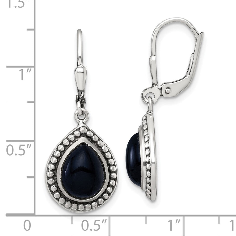 Sterlingsilber Antikisiert Onyx Tropfen Brisur Ohrhänger
