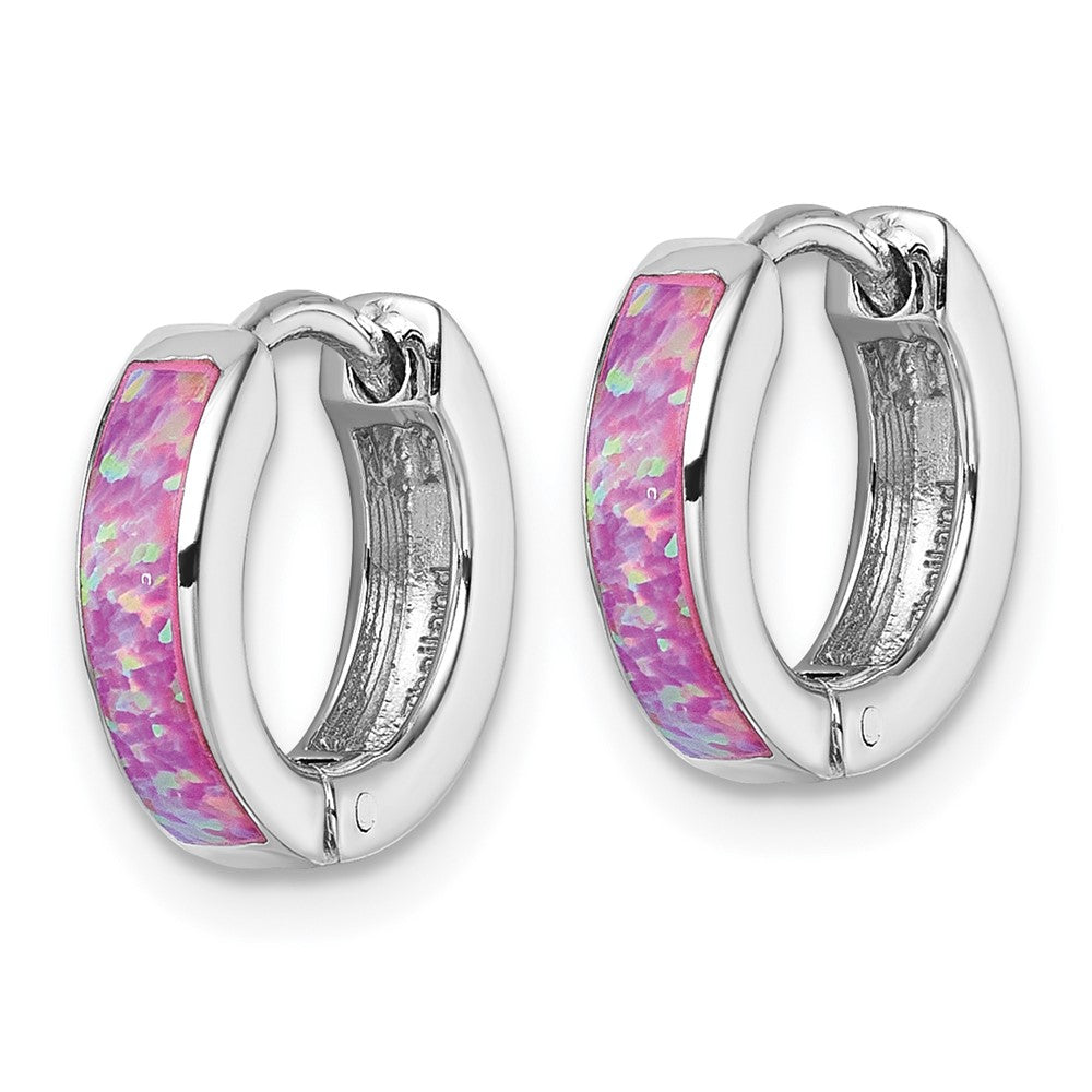 Sterlingsilber Rhodiniert Erzeugt Rosa Opal Creolen