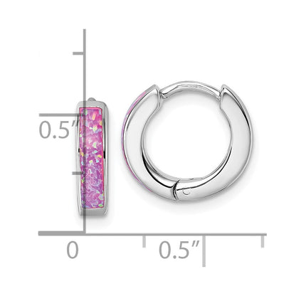 Sterlingsilber Rhodiniert Erzeugt Rosa Opal Creolen