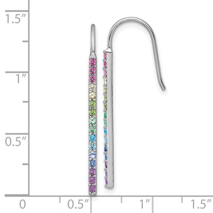 Sterlingsilber Rhodiniert-pl Mehrfarbig Nano Crystals Stab Hirte Haken Ohrringe