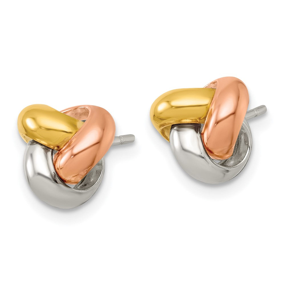 Sterlingsilber Rose und Goldfarben Poliert Liebe Knoten Ohrstecker
