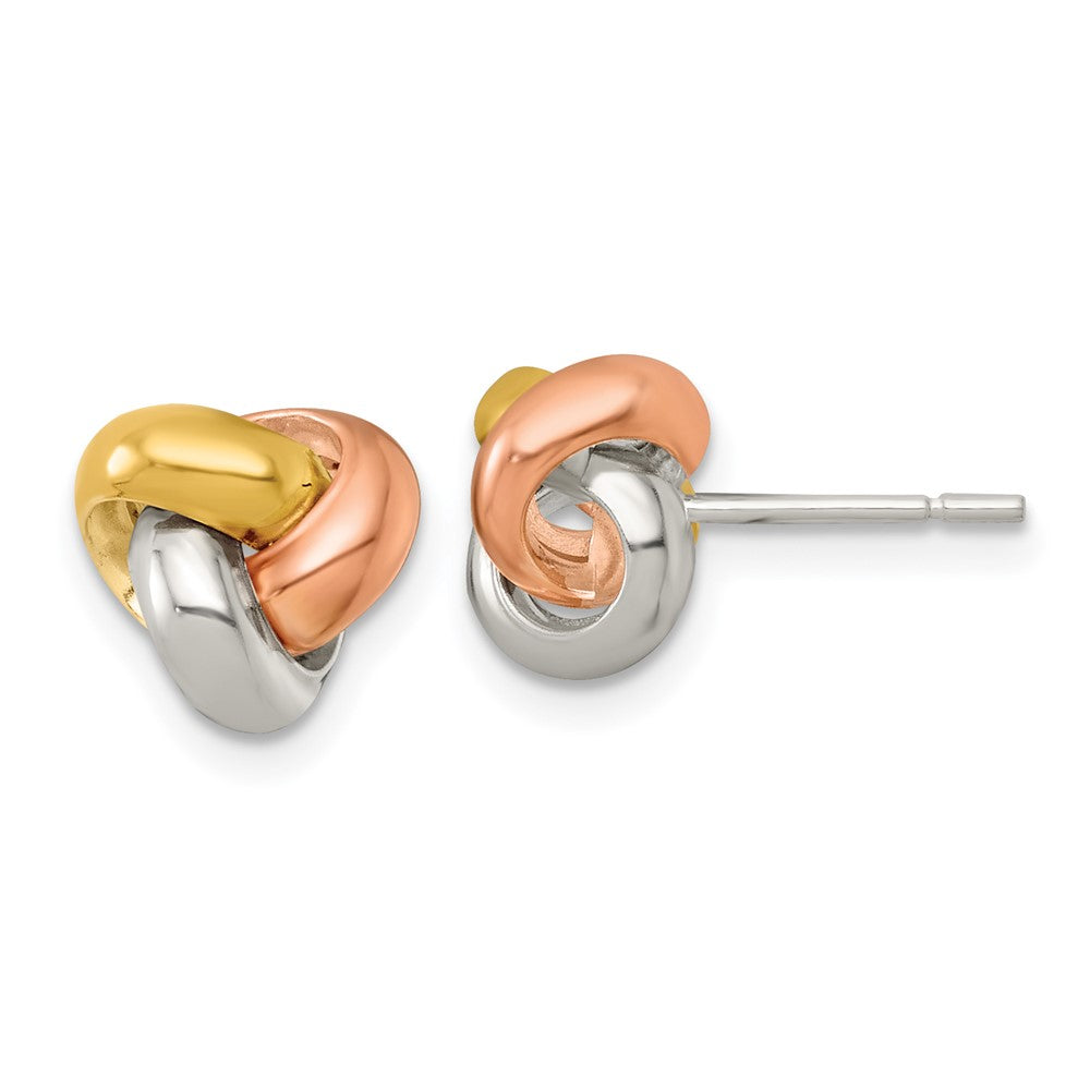Sterlingsilber Rose und Goldfarben Poliert Liebe Knoten Ohrstecker