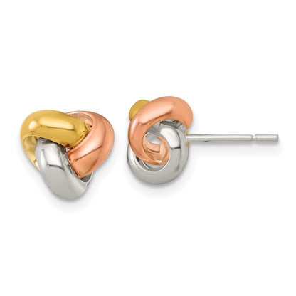 Sterlingsilber Rose und Goldfarben Poliert Liebe Knoten Ohrstecker