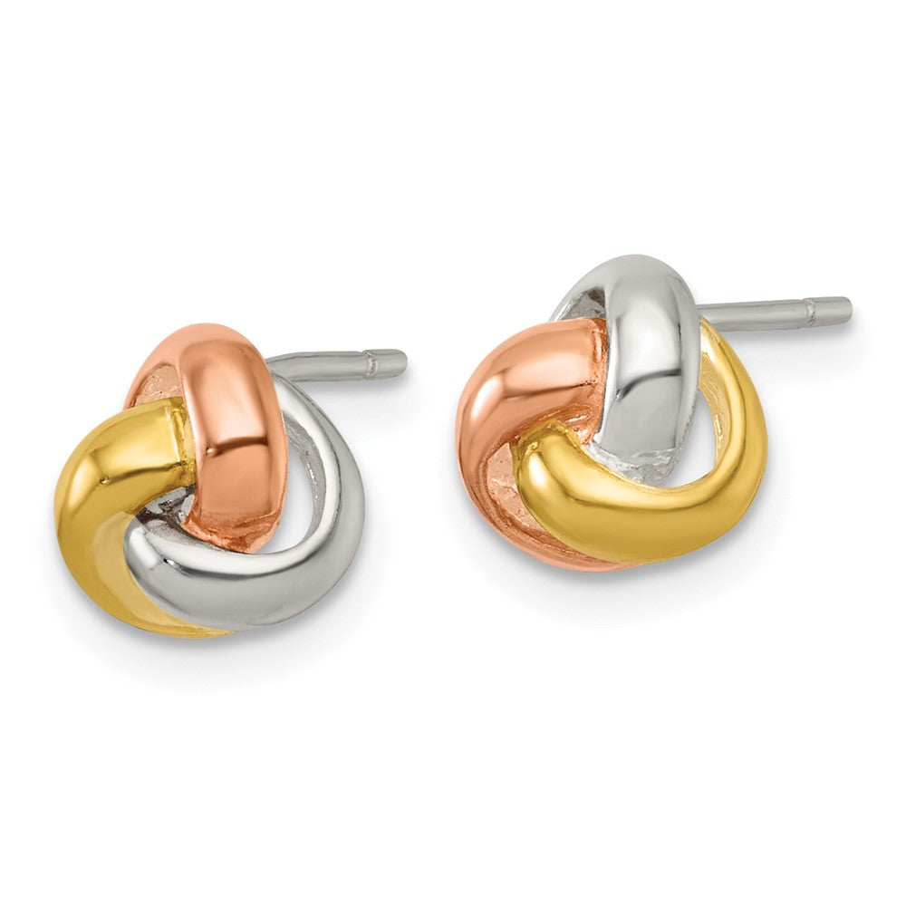 Sterlingsilber Rose und Goldfarben Poliert Liebe Knoten Ohrstecker