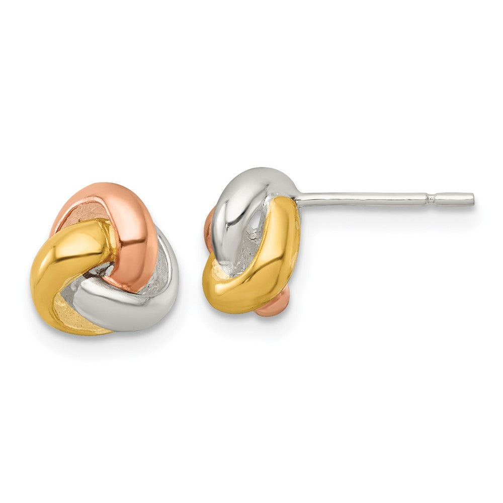 Sterlingsilber Rose und Goldfarben Poliert Liebe Knoten Ohrstecker