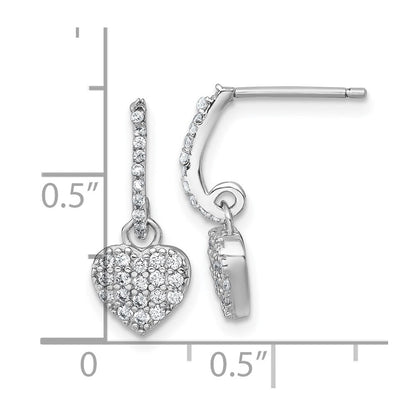 Sterlingsilber Rhodiniert Poliert Zirkonia Herz Stecker Ohrhänger