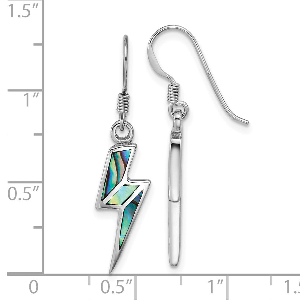 Sterlingsilber Rhodiniert Poliert Abalone Blitz Bolt Ohrringe
