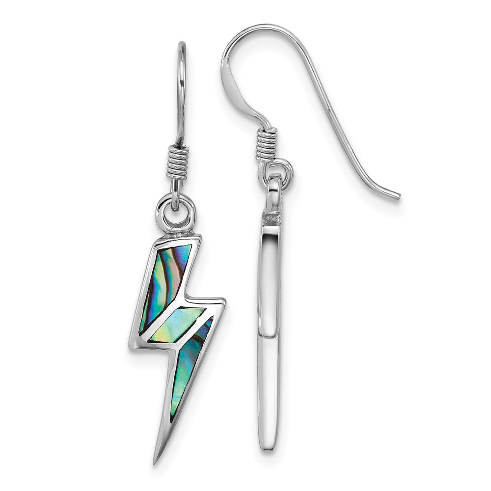 Sterlingsilber Rhodiniert Poliert Abalone Blitz Bolt Ohrringe