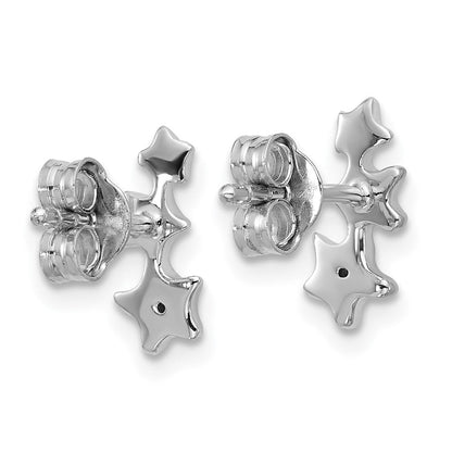 Sterlingsilber Rhodiniert Zirkonia Poliert 3 Sterne Ohrstecker