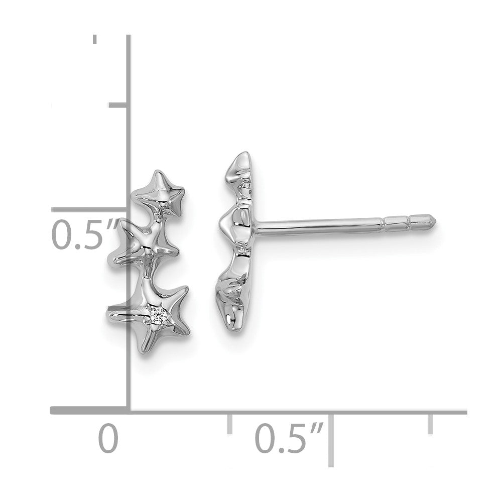 Sterlingsilber Rhodiniert Zirkonia Poliert 3 Sterne Ohrstecker