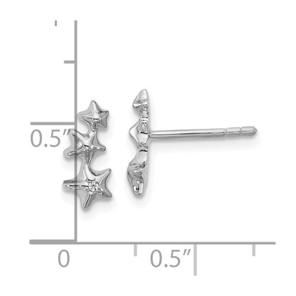 Sterlingsilber Rhodiniert Zirkonia Poliert 3 Sterne Ohrstecker