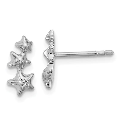 Sterlingsilber Rhodiniert Zirkonia Poliert 3 Sterne Ohrstecker