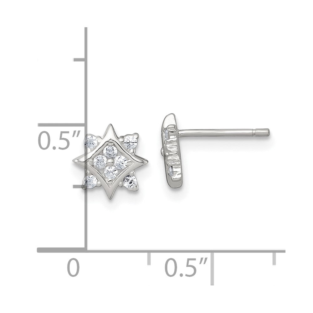 Sterlingsilber Poliert Zirkonia Stern Ohrstecker
