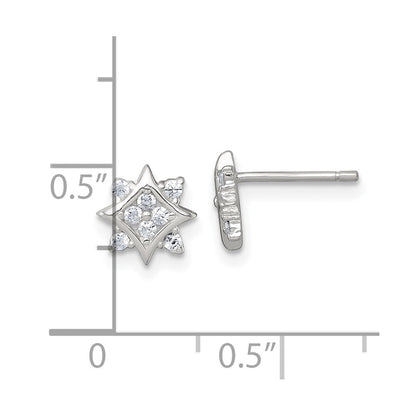 Sterlingsilber Poliert Zirkonia Stern Ohrstecker