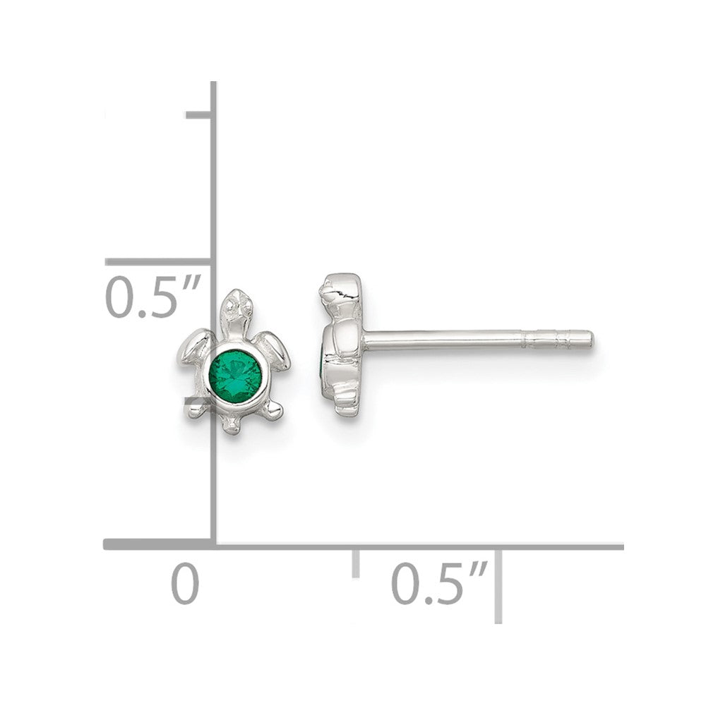 Sterlingsilber Poliert Grün Zirkonia Schildkröte Ohrstecker