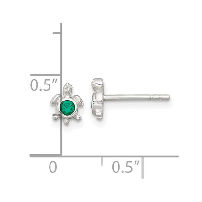 Sterlingsilber Poliert Grün Zirkonia Schildkröte Ohrstecker