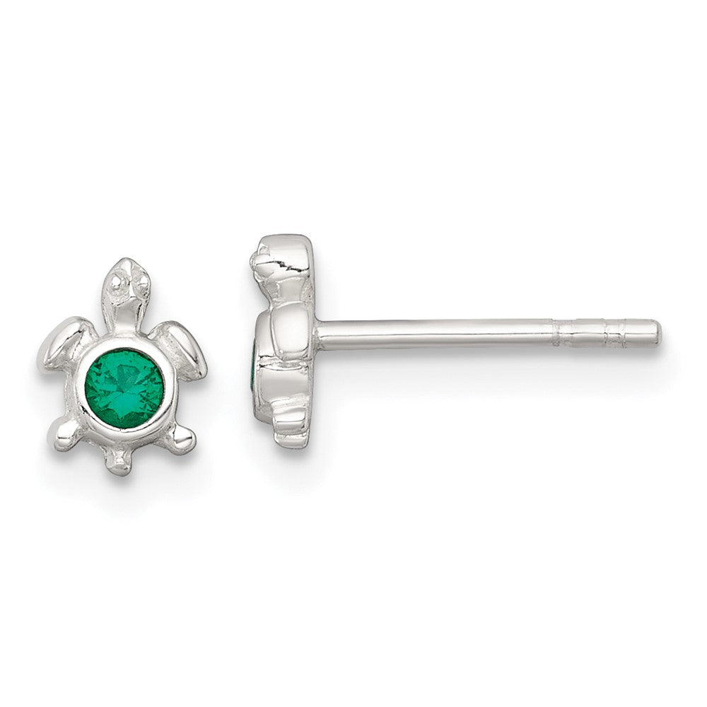Sterlingsilber Poliert Grün Zirkonia Schildkröte Ohrstecker