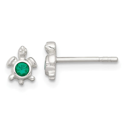 Sterlingsilber Poliert Grün Zirkonia Schildkröte Ohrstecker