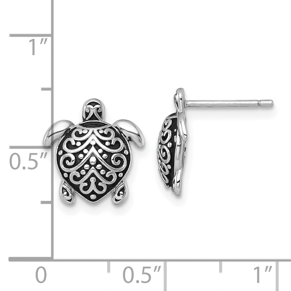 Sterlingsilber Rhodiniert Oxidiert Filigran Hohl Schildkröte Ohrstecker
