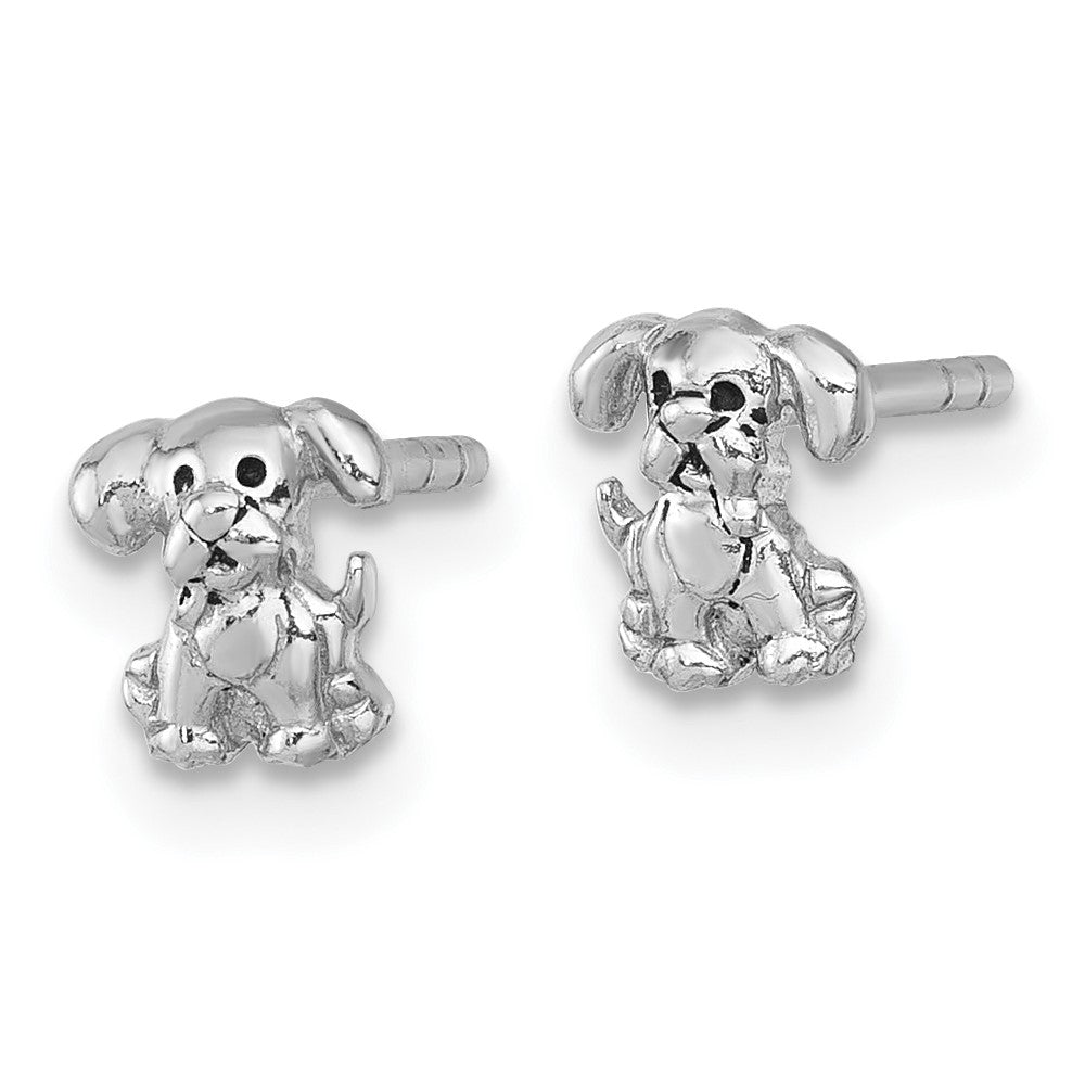 Sterlingsilber Rhodiniert Poliert Emaille Puppy Hund Ohrstecker