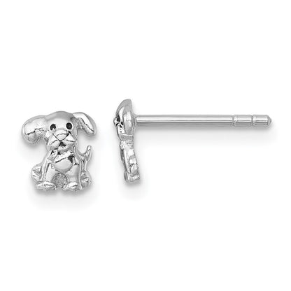 Sterlingsilber Rhodiniert Poliert Emaille Puppy Hund Ohrstecker