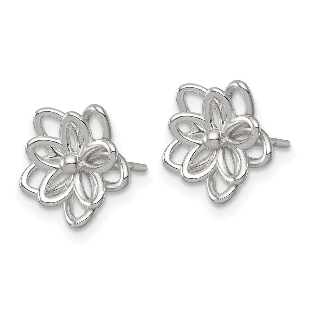 Sterlingsilber Poliert Blume Ohrstecker