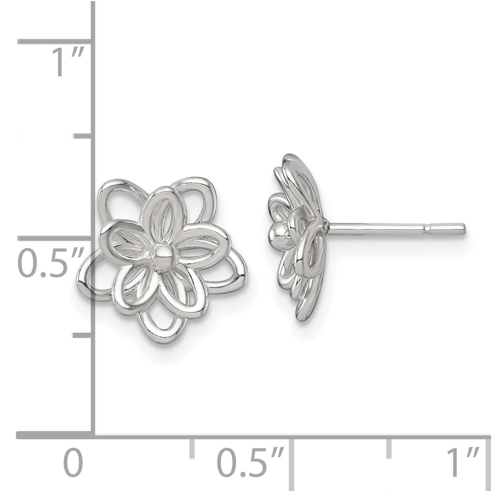 Sterlingsilber Poliert Blume Ohrstecker