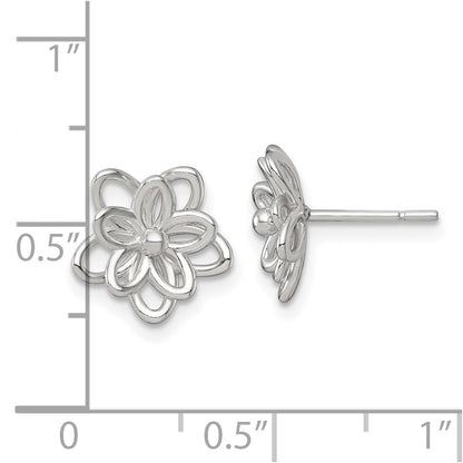 Sterlingsilber Poliert Blume Ohrstecker