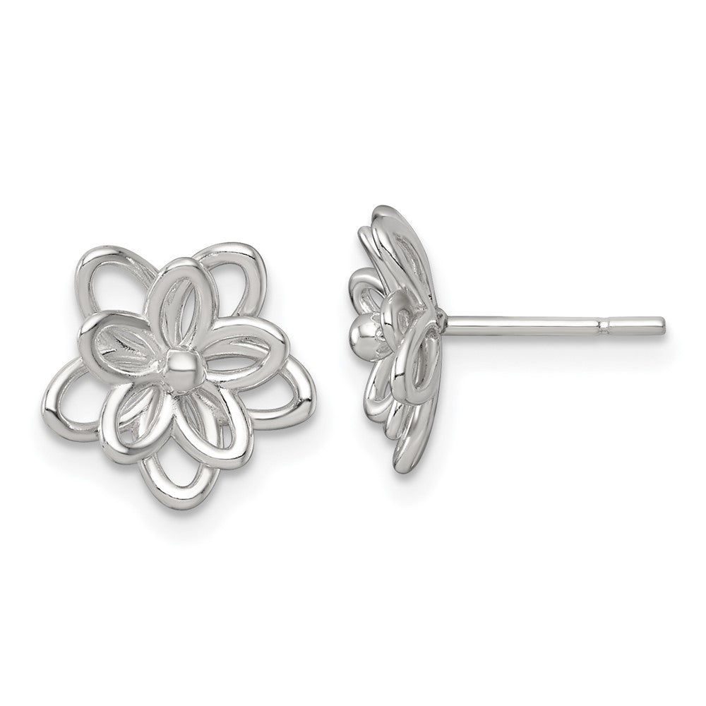 Sterlingsilber Poliert Blume Ohrstecker