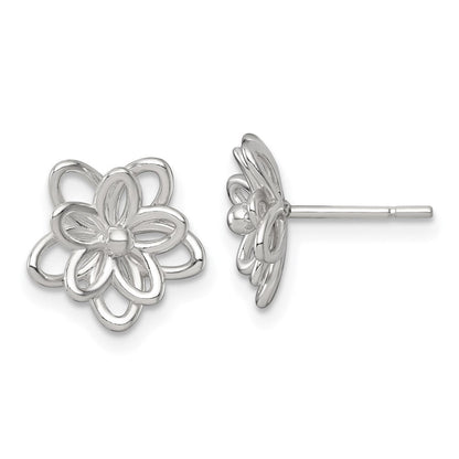 Sterlingsilber Poliert Blume Ohrstecker