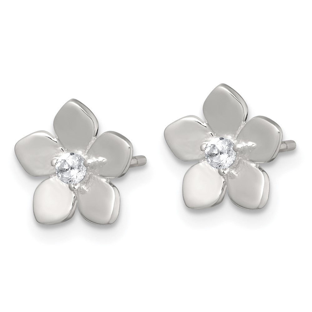 Sterlingsilber Poliert Zirkonia Blume Ohrstecker