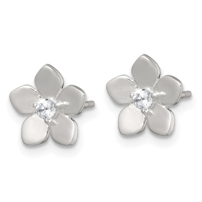 Sterlingsilber Poliert Zirkonia Blume Ohrstecker