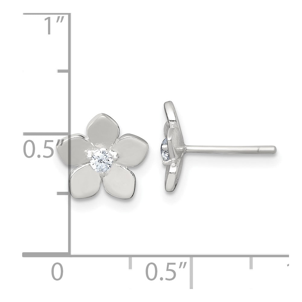 Sterlingsilber Poliert Zirkonia Blume Ohrstecker