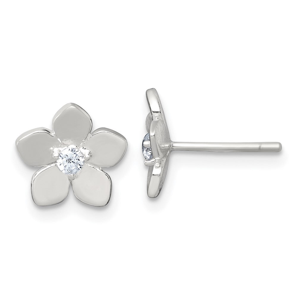 Sterlingsilber Poliert Zirkonia Blume Ohrstecker