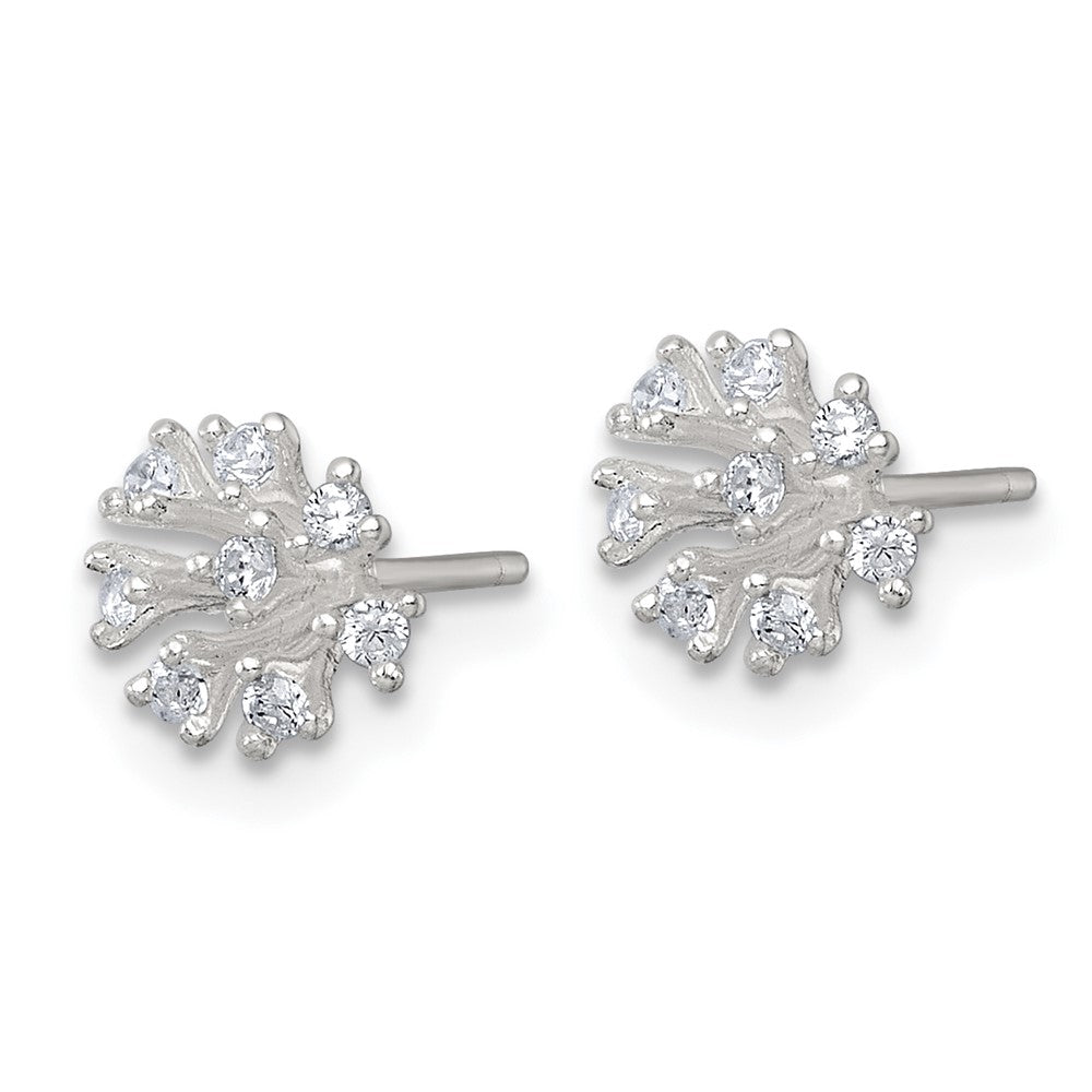 Sterlingsilber Poliert Zirkonia Cluster Ohrstecker