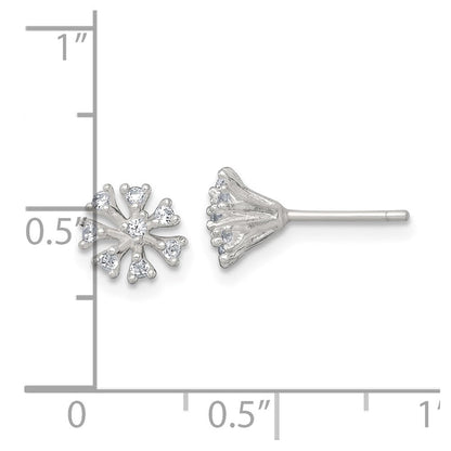 Sterlingsilber Poliert Zirkonia Cluster Ohrstecker