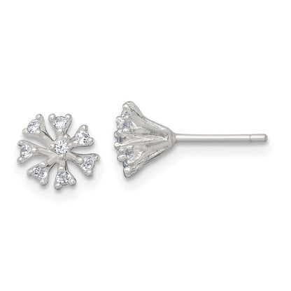 Sterlingsilber Poliert Zirkonia Cluster Ohrstecker
