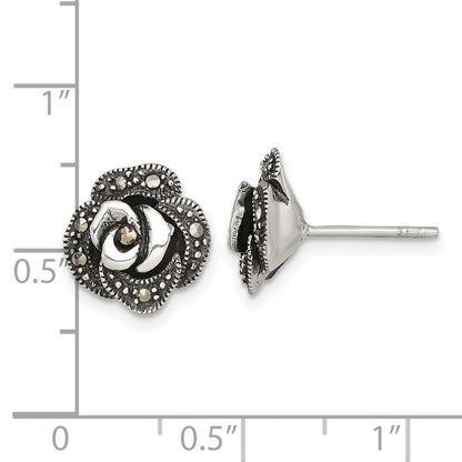 Sterlingsilber Antikisiert Markasit Fantasie Rose Ohrstecker